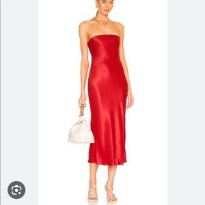 Midi Strapless Dress in Red